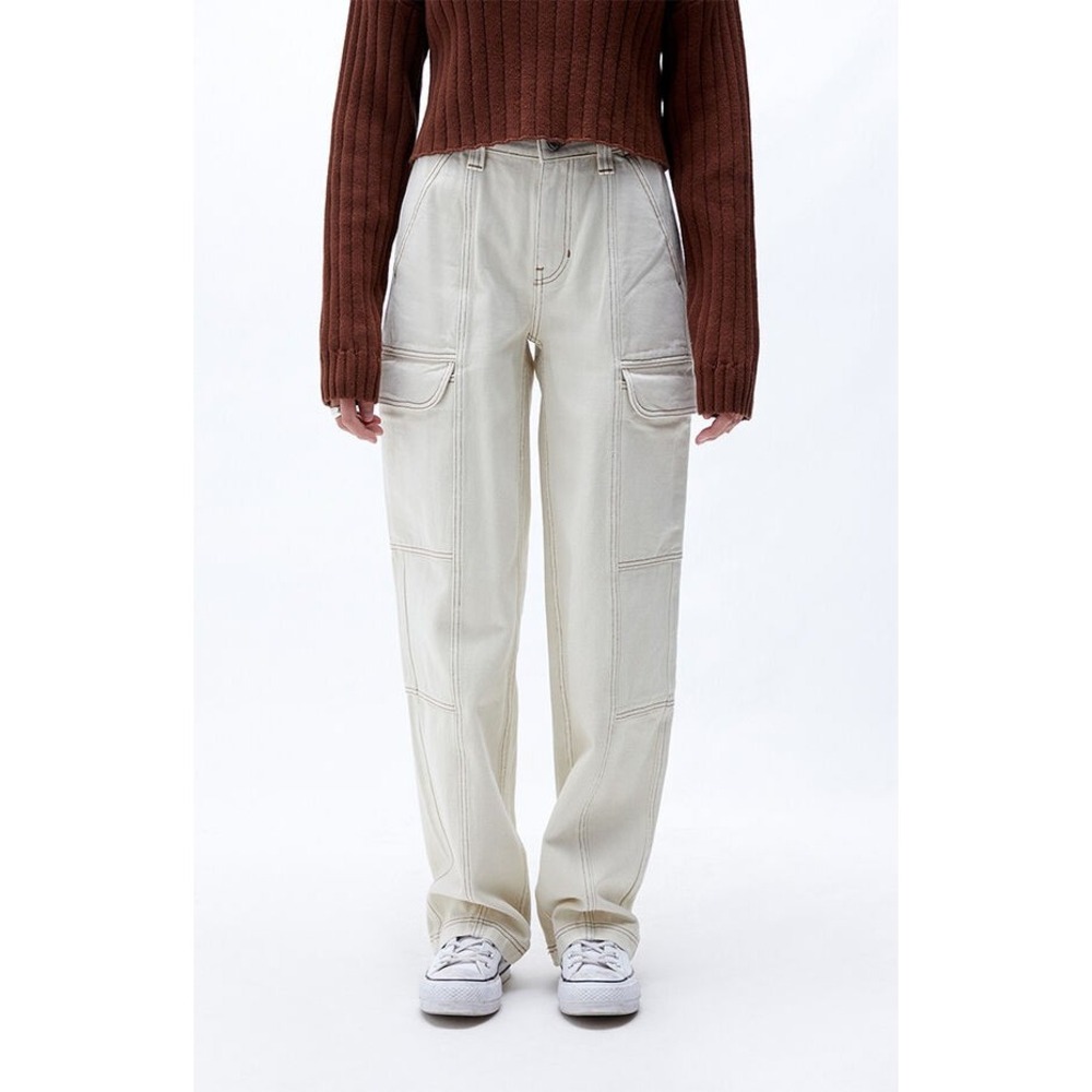 PacSun Ivory Cargo‎ Pants with Elastic Waist – Size XS